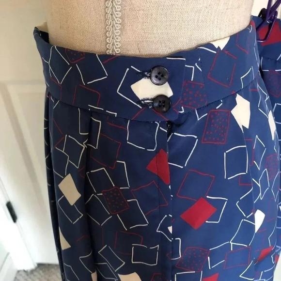 Vintage MCM 𝅺Pendleton blue retro geometric flair skirt size L - Picture 4 of 11